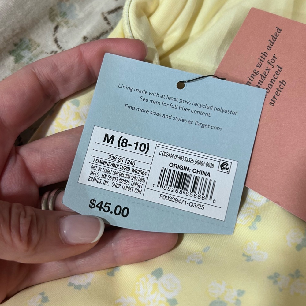 NWT Shade and Shore Yellow Lace-Trim One-Piece Swimsuit Size M 8/10 - Picture 3 of 3